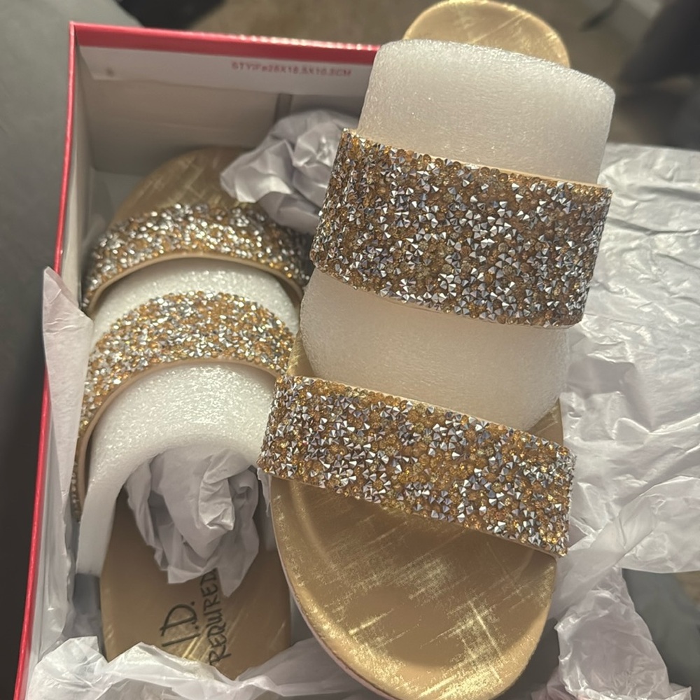 I.D. Required bedazzled sandals
